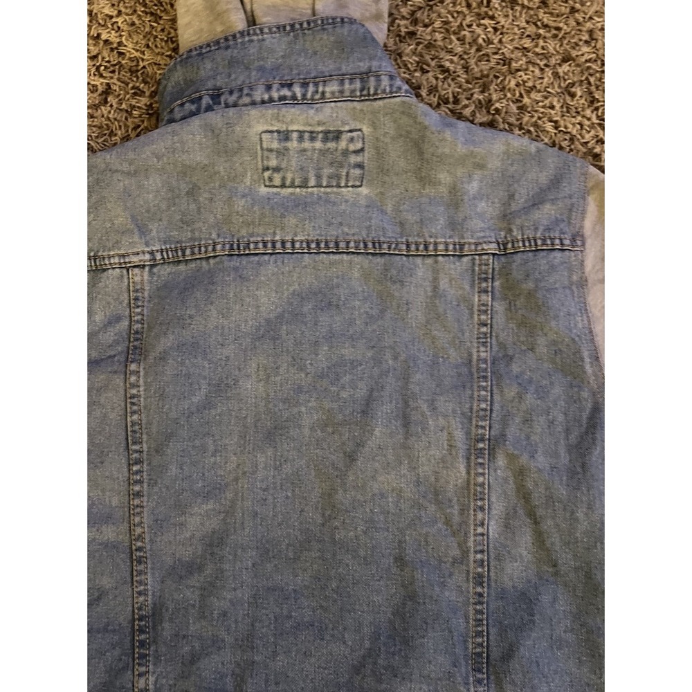 Amnesia Sweatshirt Denim Jacket Womens XL Blue Gray Jean Hoodie Button Vintage - Picture 9 of 12